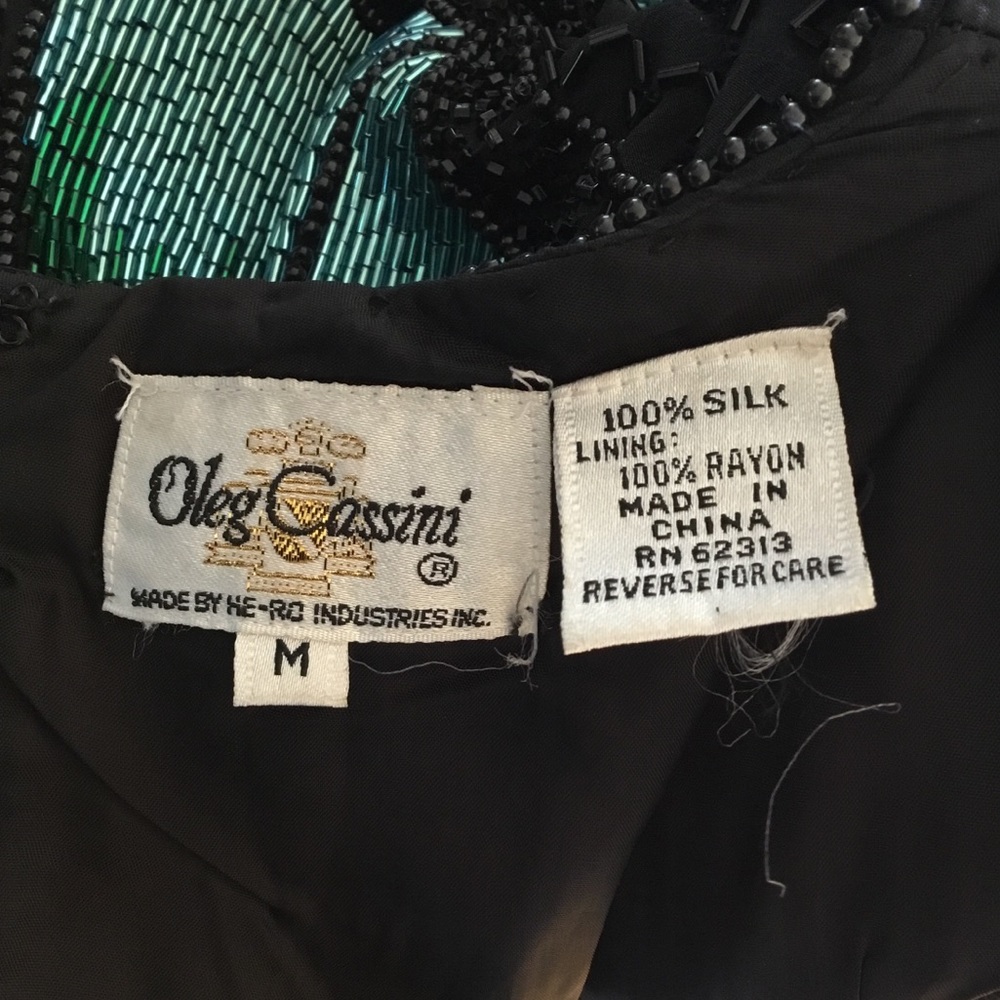 Vintage Oleg Cassini Beaded Back Zip Spider Web Evening Top - Picture 12 of 16